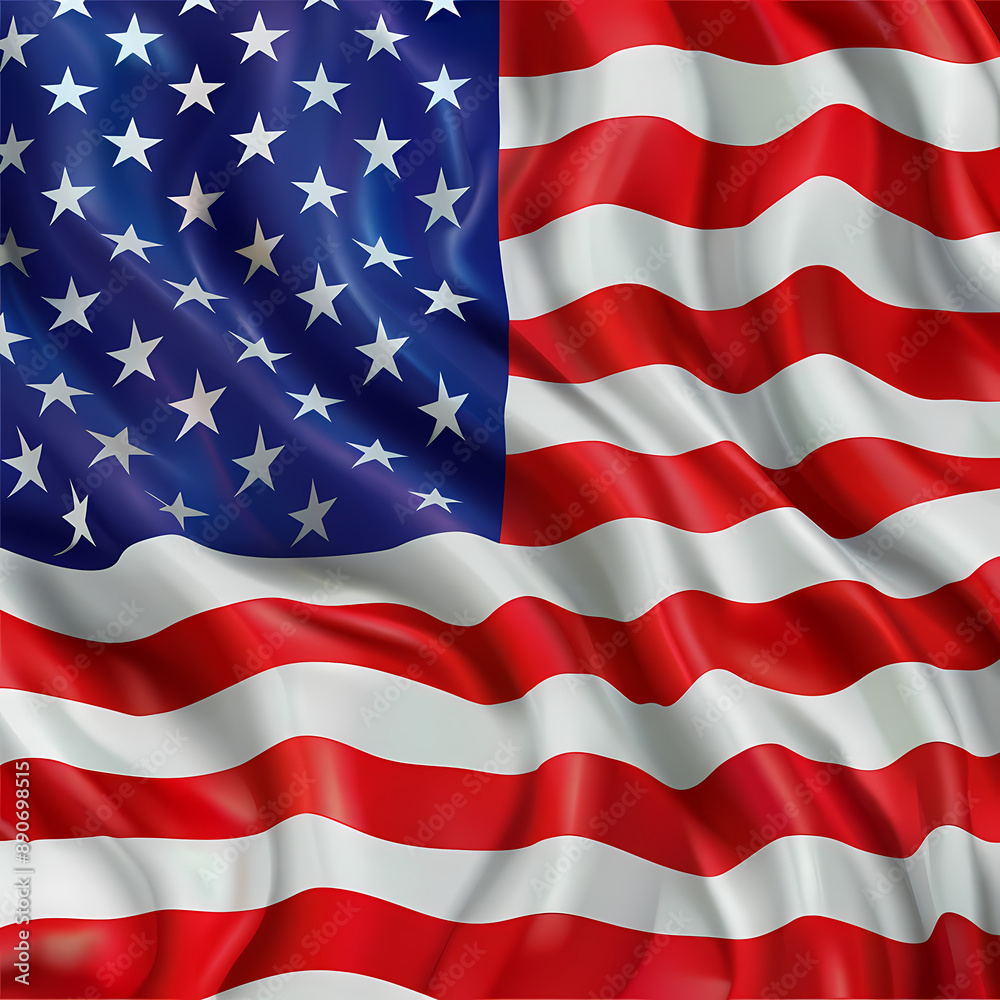 Fototapeta premium American flag on a flag pole in the wind. 