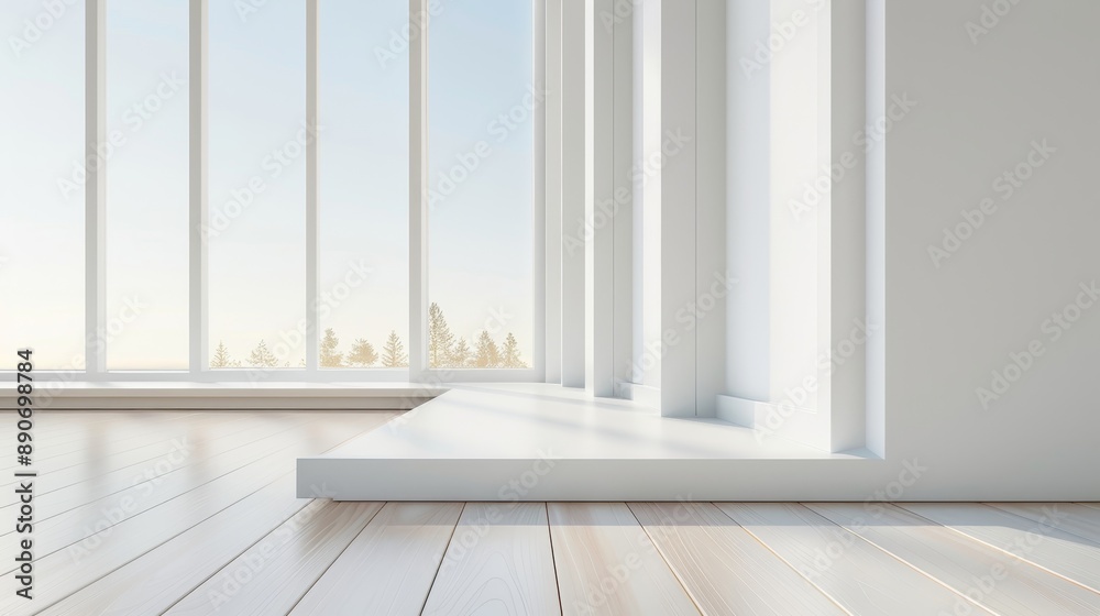 A window with a plant in a vase on a wooden shelf A window with a plant in a vase on a wooden shelf