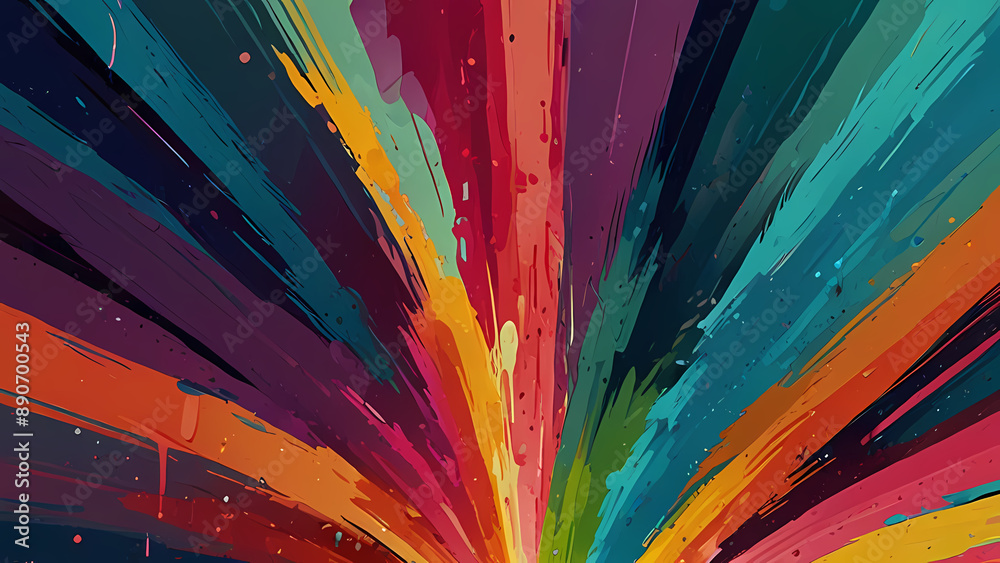 Obraz premium Abstract illustration background filled with dynamic and colorful paint brush strokes