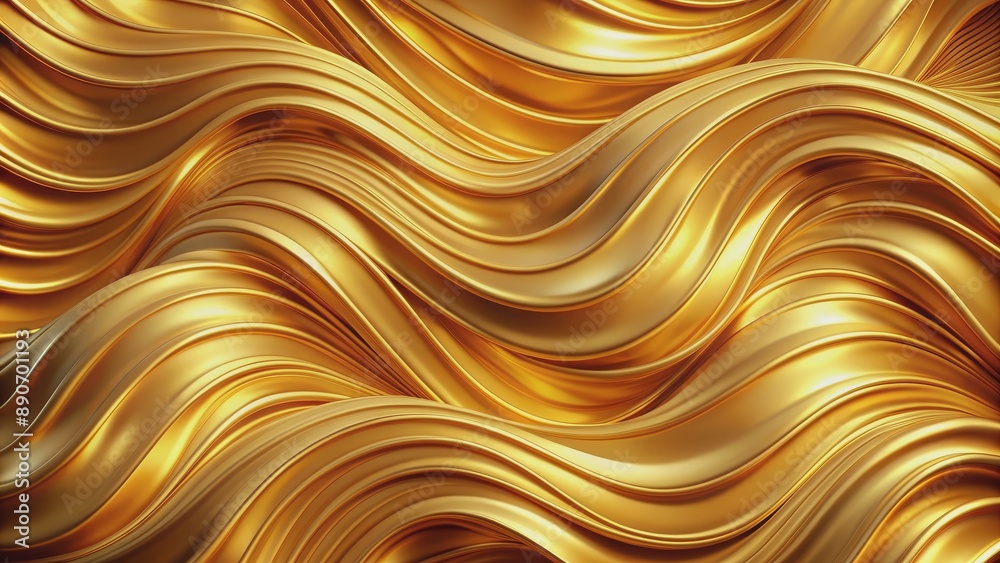 Abstract Gold Waves 3D Rendered Golden Flowing Pattern, Abstract Background, Gold, Liquid Metal, Luxury, Design, Texture