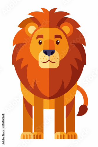 Charming Stylized Lion Illustration in Warm Tones with Minimalistic Cartoon Design 