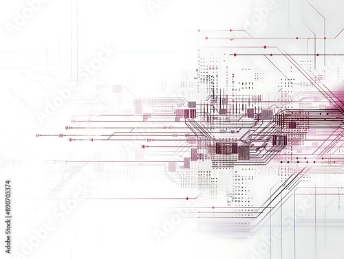 Elegant Minimalist Tech Background in White and Maroon with Digital Waveforms, Ideal for High-Tech Communication and Innovation Themes