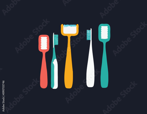 Pictograph of toothbrush and toothpaste for template logo. Fun iconic style Dentistry Tools, dental care
