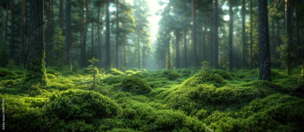 Obraz premium A Lush Forest Floor Bathed in Sunlight