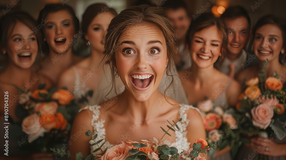 Capture the bridal party's reaction as they see the bride for the first time Capture the bridal party's reaction as they see the bride for the first time
