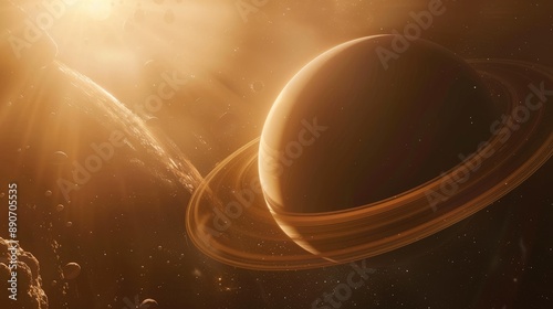 Fototapeta Naklejka Na Ścianę i Meble -  Close-up of Saturn with its distinctive rings