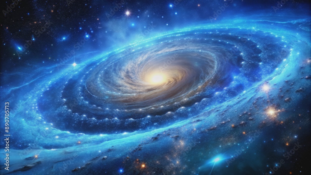 Cosmic Whirlpool A Digital Painting of a Spiraling Galaxy, galaxy, space, stars, digital art