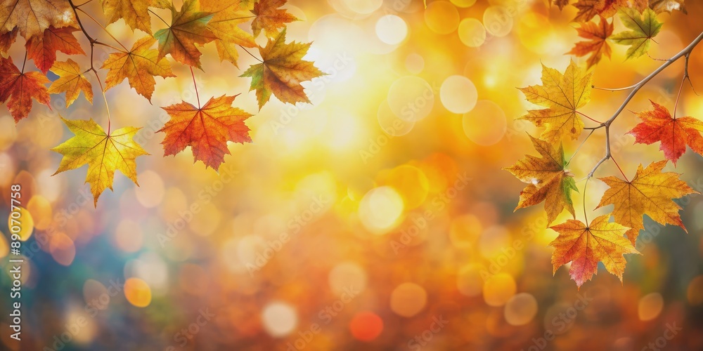 Golden Autumn Leaves with Bokeh Background, fall foliage, autumn colors, nature, season Golden Autumn Leaves with Bokeh Background, fall foliage, autumn colors, nature, season