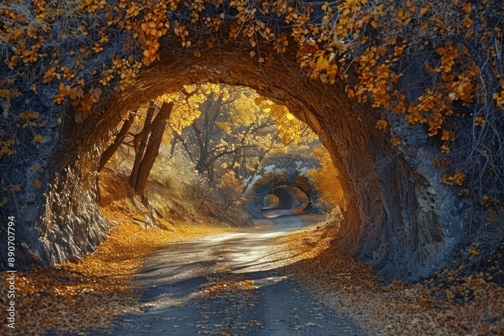 A road with a tunnel in the middle of it A road with a tunnel in the middle of it