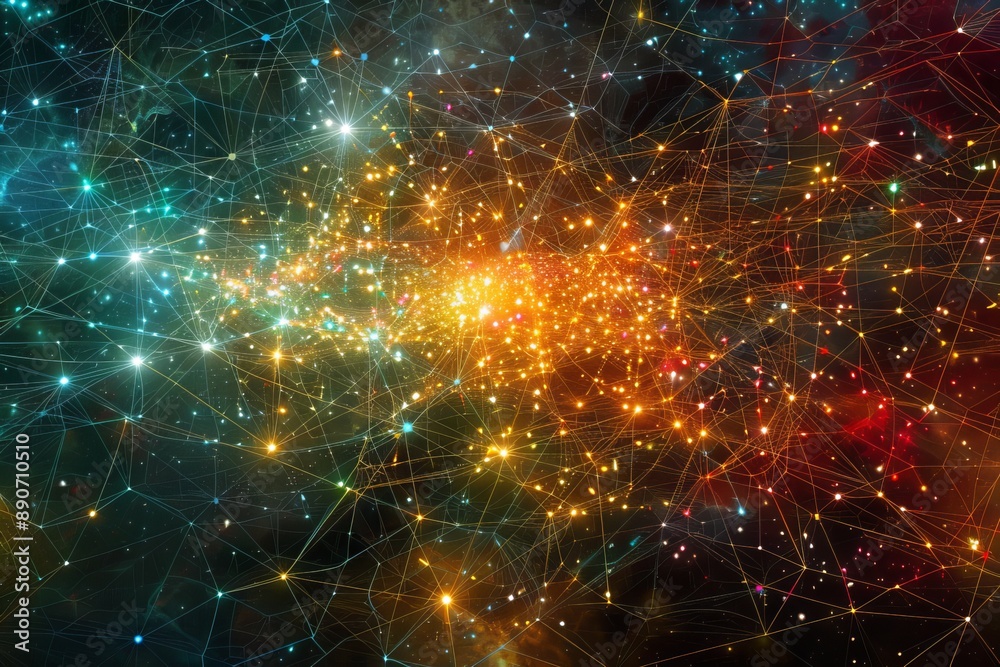 Fototapeta premium Network nodes and links forming a dynamic web of connectivity