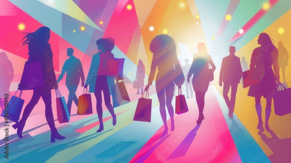 Shopping theme background flat vector illustration Shopping theme background flat vector illustration