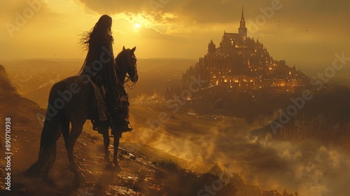 medieval woman on horseback