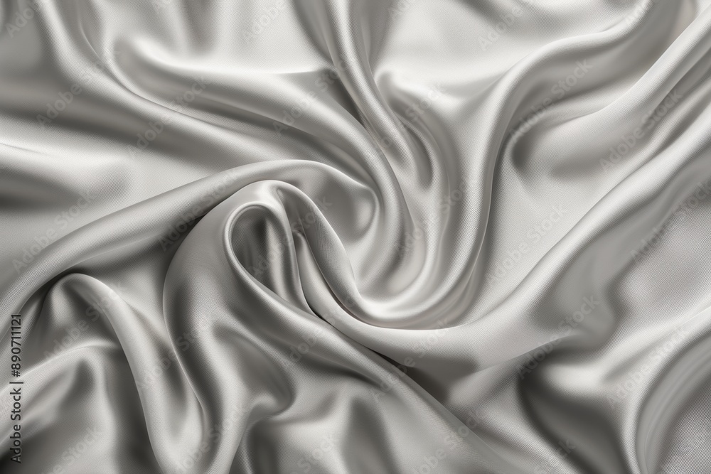 Fototapeta premium Luxurious silver fabric texture with elegant folds creating a stunning background