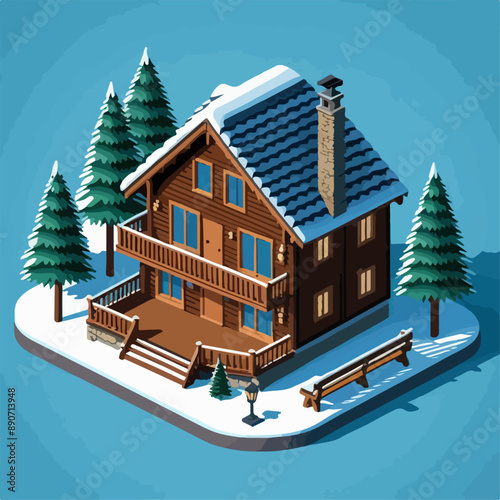 Alpine Retreat: Isometric Mountain House Design