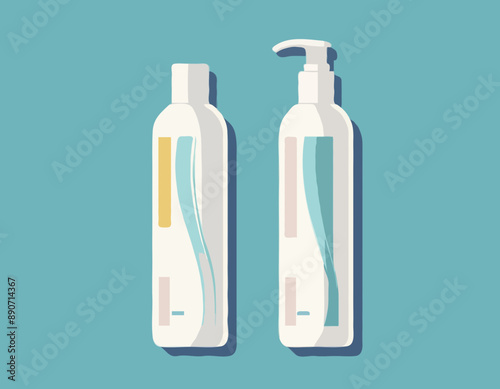 Conditioner for hair in a long bottle vector flat material design isolated object on white background
