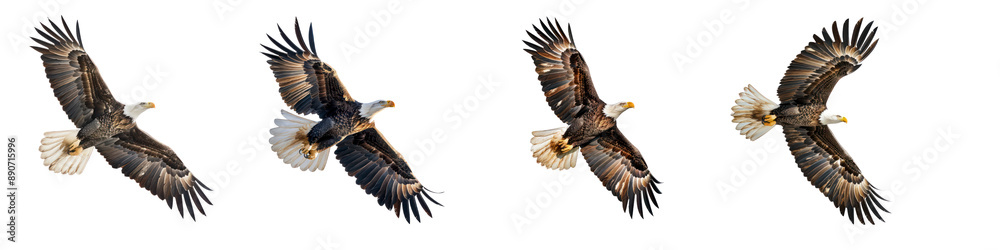 Set of Bald Eagle Flying Isolated on Transparent Background Set of Bald Eagle Flying Isolated on Transparent Background