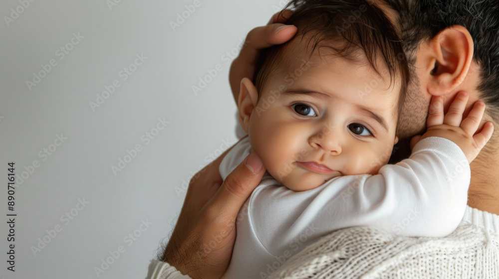 Tender Moment of a Father Holding His Baby Close with Love and Care