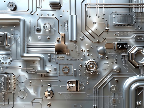 Sophisticated Abstract Silver and Bronze Technology Background with IoT Device Elements for Advanced Communication Themes