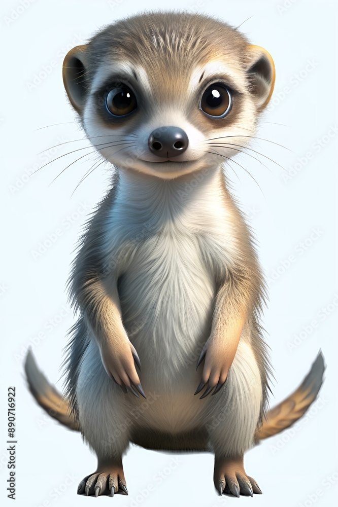 mongoose in 3d cartoon style isolated on white background