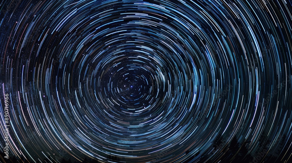 Star trails forming circular patterns around the North Star Star trails forming circular patterns around the North Star