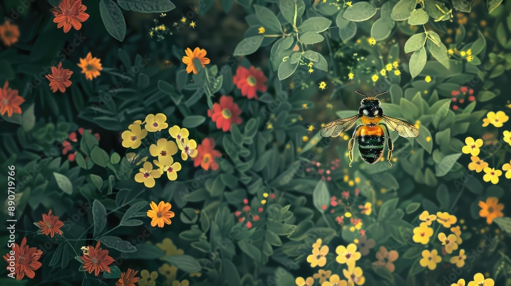 Zoom in on a bee collecting pollen Zoom in on a bee collecting pollen