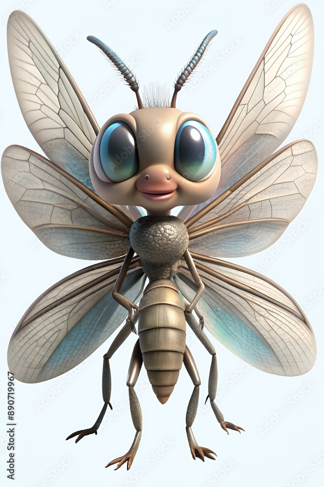 dragonfly in 3d cartoon style isolated on white background dragonfly in 3d cartoon style isolated on white background
