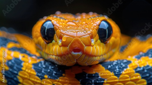 Boiga Bengkuluensis Cat Snake Close-up in Natural Habitat photo