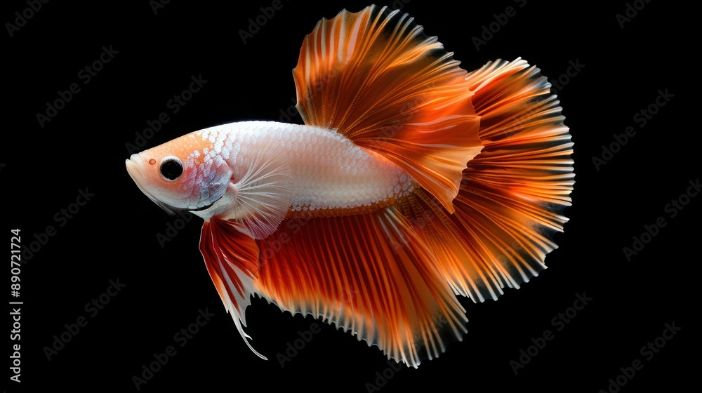 Fototapeta premium Colorful Siamese Fighting Fish Isolated on Black Background - Multi-Colored Betta Fish