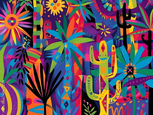 abstract design with Hispanic cultural motifs