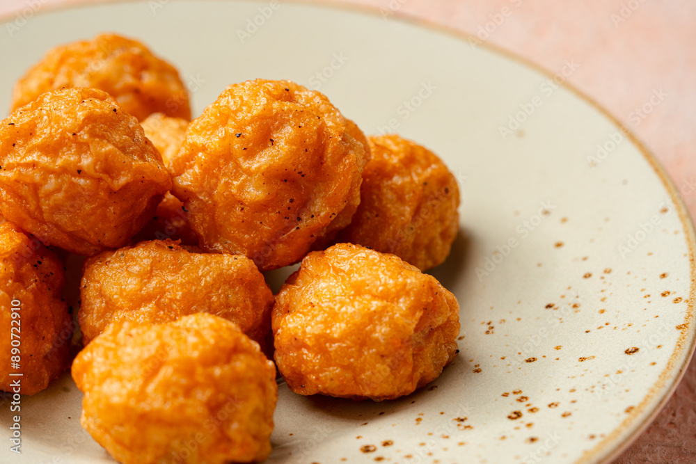 Bakso Ayam, Raw Indonesian Chicken Meatball in a bowl Bakso Ayam, Raw Indonesian Chicken Meatball in a bowl
