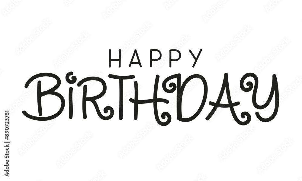 Happy birthday handwritten text lettering on white background. vector lettering for birthday cards Happy birthday handwritten text lettering on white background. vector lettering for birthday cards