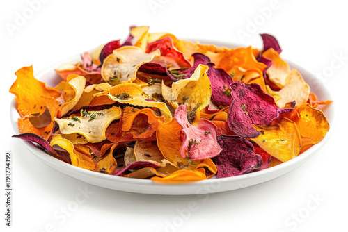 Crispy vegetable peel chips seasoned with herbs and spices