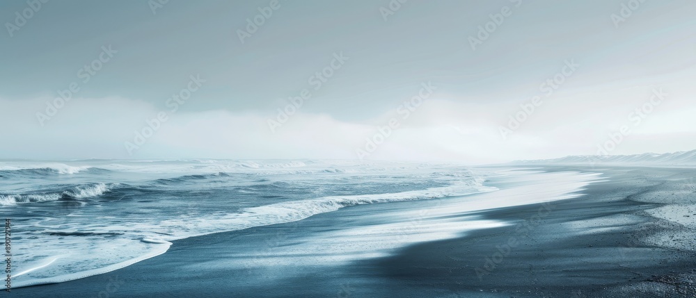 A cold, gray ocean with a cloudy sky A cold, gray ocean with a cloudy sky