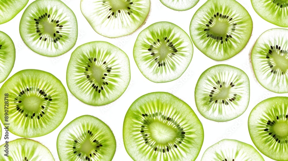 Fototapeta premium Seamless kiwi fruit cut slice pattern background