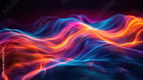 Wallpaper Mural A colorful wave of light with orange and blue colors Torontodigital.ca