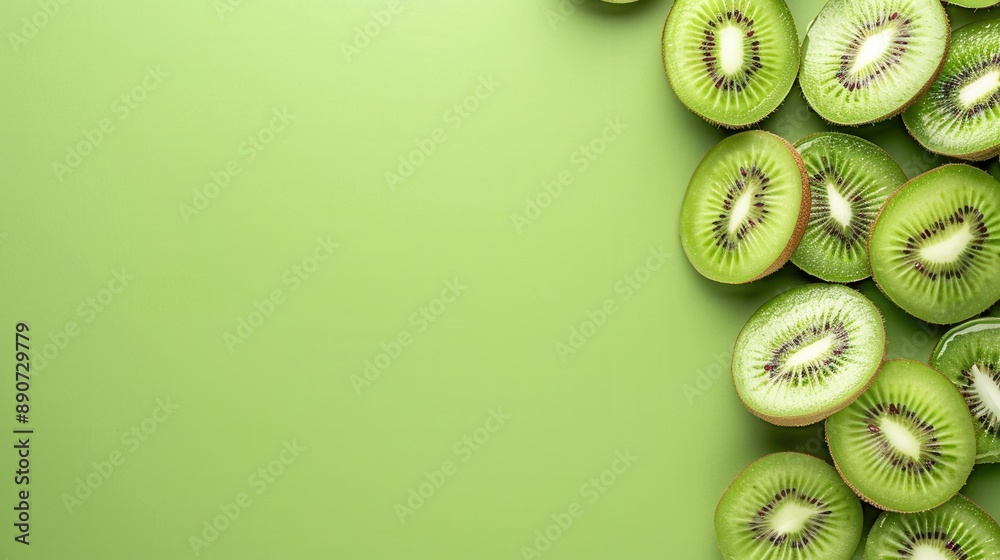 Fresh kiwi fruit slice on table closeup view