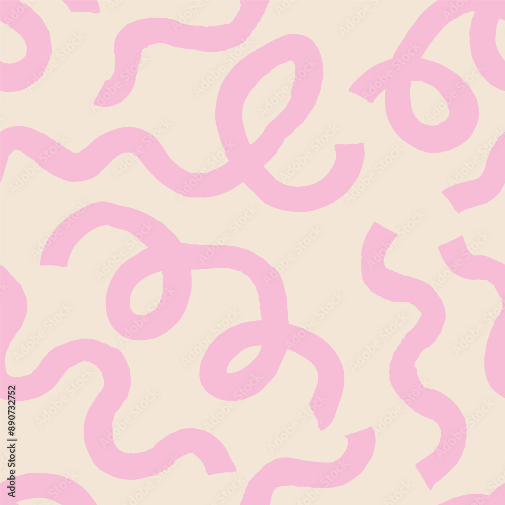 Seamless abstract pattern with squiggles and scribbles. Weaved curved lines. Chaotic ink scribbles decorative texture. Messy doodles, wavy and curly lines.