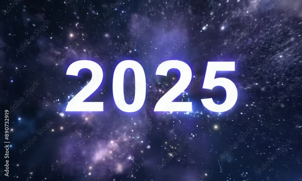 The image is a starry night sky with the number 2025 written in neon letters. The idea behind the image is to convey a sense of hope and new beginnings