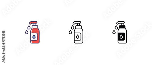Shampoo Bottle Icons thin line and glyph vector icon stock illustration