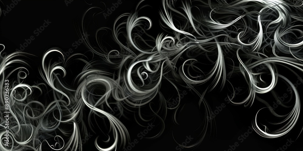 The complex smoke swirls create an artistic abstract black and white digital design, blending elegance and modernity The complex smoke swirls create an artistic abstract black and white digital design, blending elegance and modernity