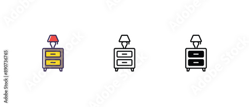 Nightstand Icons thin line and glyph vector icon stock illustration