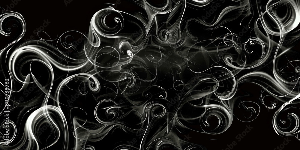 The complex smoke swirls create an artistic abstract black and white digital design, blending elegance and modernity The complex smoke swirls create an artistic abstract black and white digital design, blending elegance and modernity