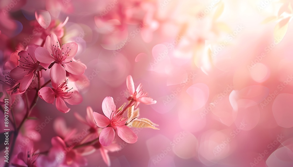 Pink Floral Nature Background with Sakura Blossom and April Flowers Pink Floral Nature Background with Sakura Blossom and April Flowers