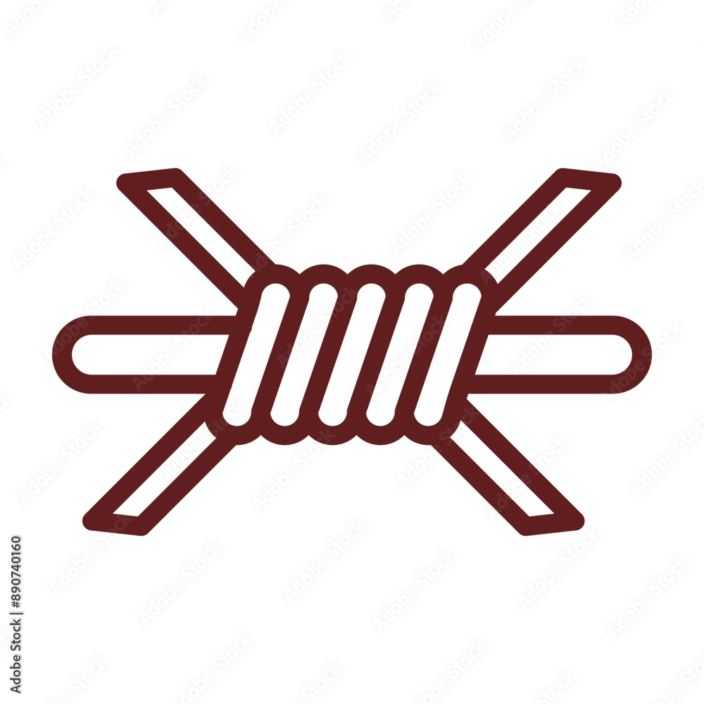 Fototapeta premium Barbed Wire Vector Line Maroon Icon Design