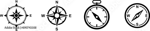 Compass icon set. Compass symbol. Vector illustration