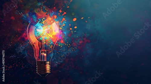 Colorful Lightbulb with Glowing Smoke © XtzStudio