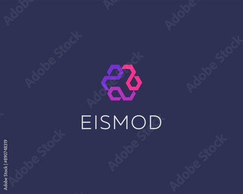 Abstract hexagon logo. Universal construction building real estate colorful logo. Vector illustration