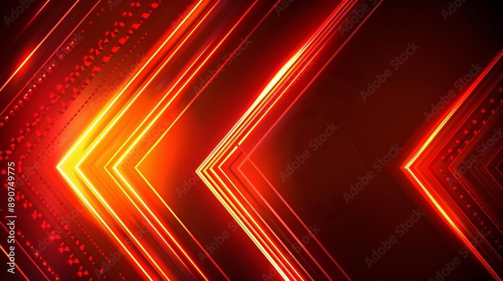 Fototapeta premium Abstract background with red and orange neon arrows