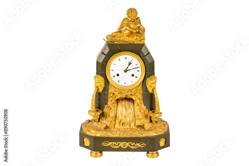 antique clock isolated on white