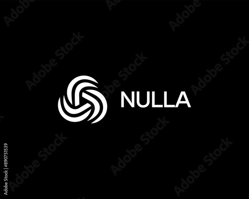 Abstract vortex black and white logo. Rotation swirl flat sign. Universal atom science vector symbol.
